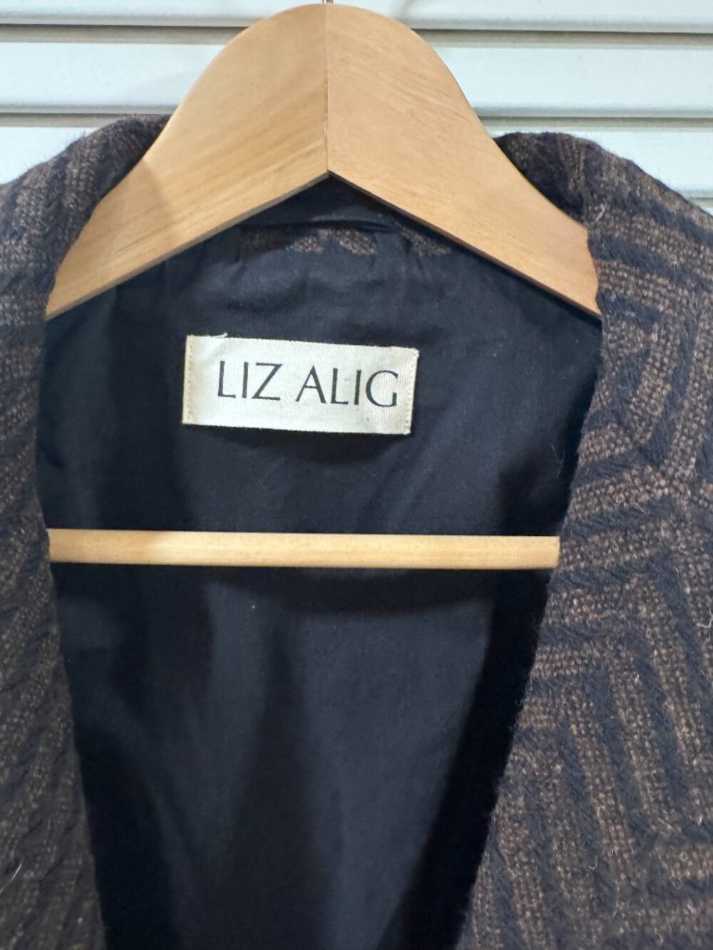 Liz Alig Portuguese Wool Pieper Coat – Brown/Black Herringbone (M) - Picture 9 of 16